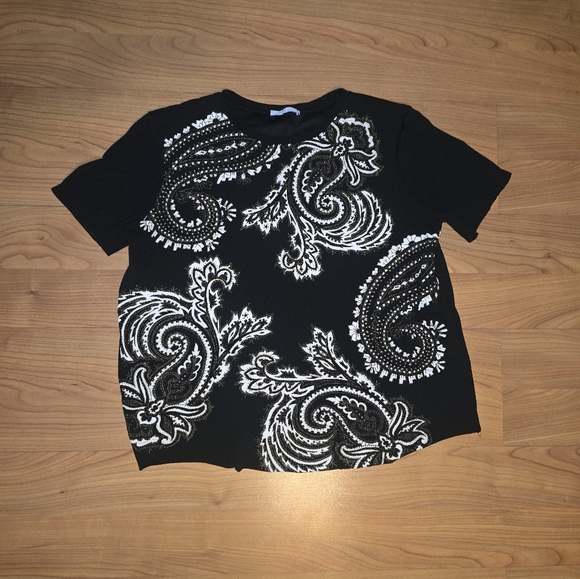 Zara Black and Cream Paisley Blouse - Picture 3 of 7